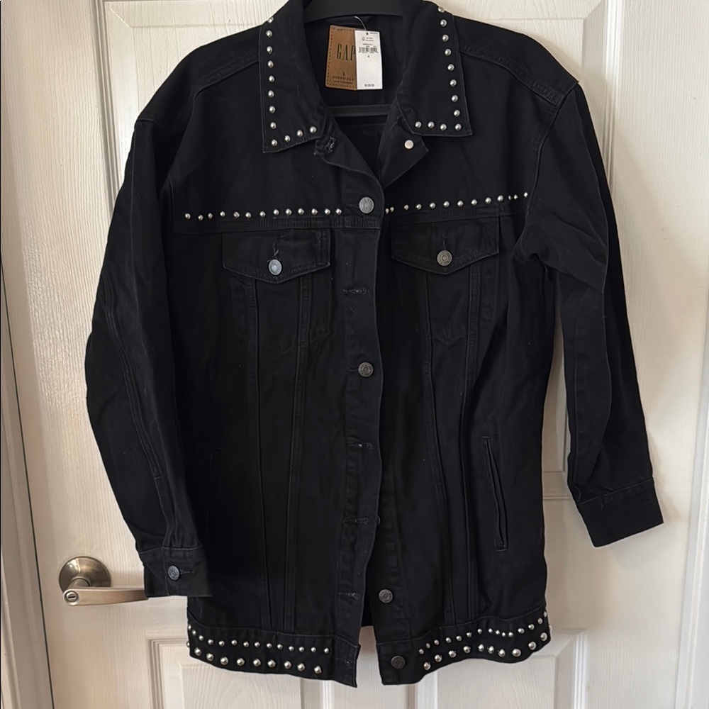 Black Studded Denim Jacket NWT